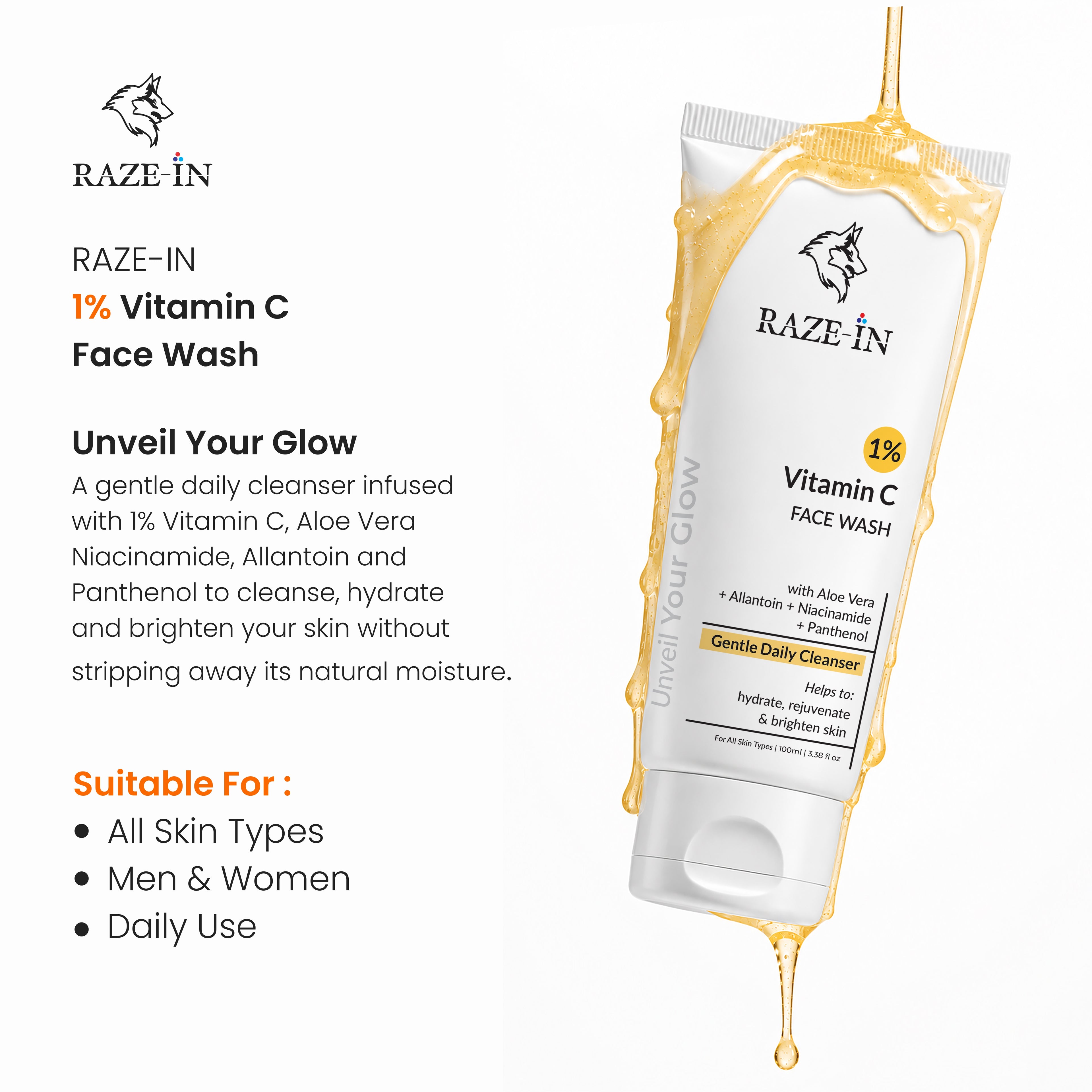 Vitamin C Face Wash (1%) — (Gentle, No Strip)