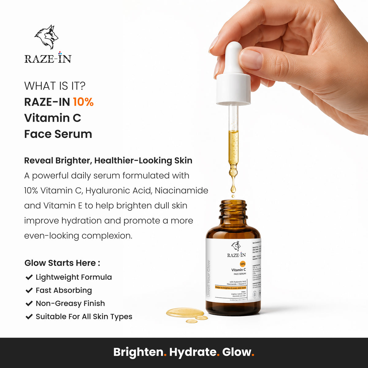 Vitamin C Face Serum (10%) — (Fades Dark Spots)