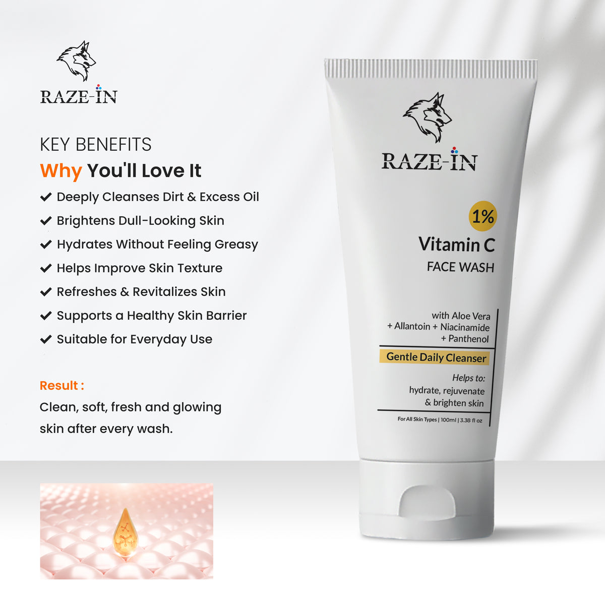 Vitamin C Face Wash (1%) — (Gentle, No Strip)