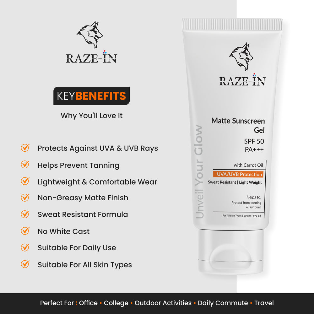 Matte Sunscreen Gel SPF 50 PA+++ (No White Cast)