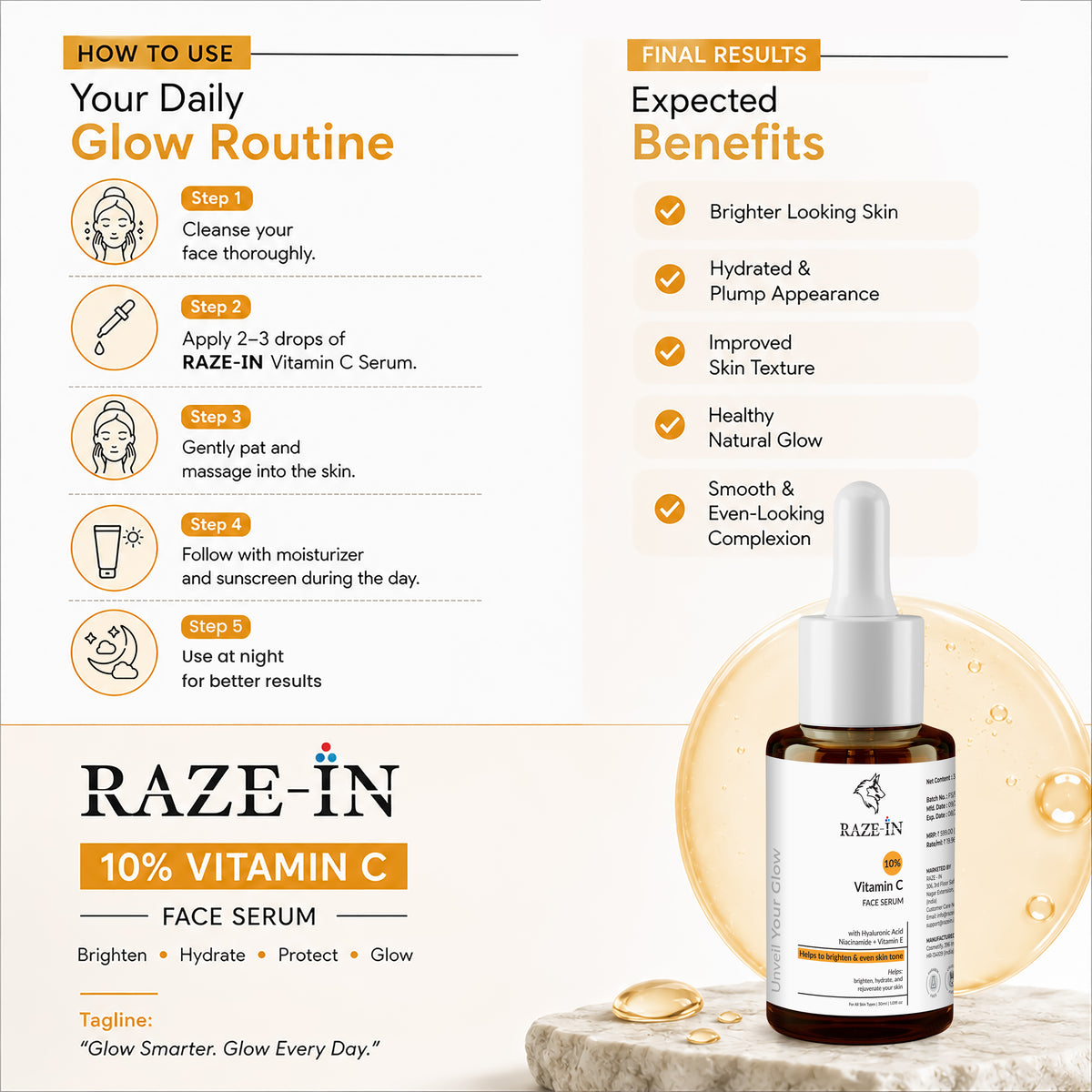 Vitamin C Face Serum (10%) — (Fades Dark Spots)