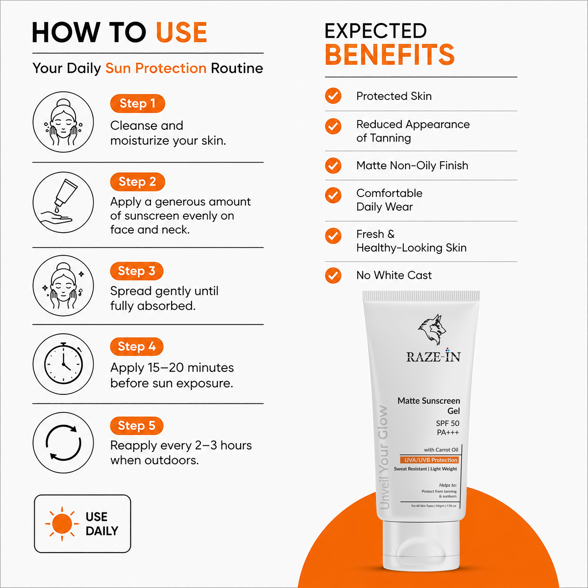 Matte Sunscreen Gel SPF 50 PA+++ (No White Cast)