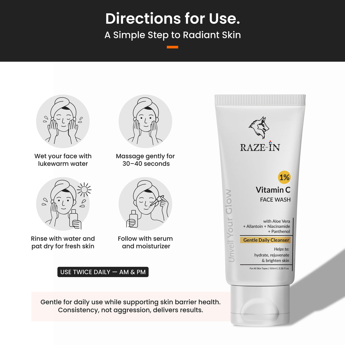 Vitamin C Face Wash (1%) — (Gentle, No Strip)